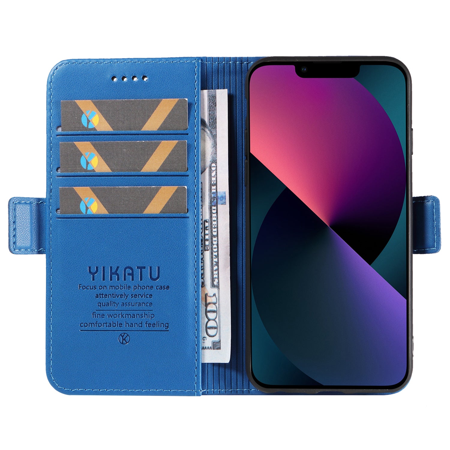 YIKATU YK-003 Flip Cover til iPhone 13 mini 5,4 tommer Anti-ridse PU læderholder Telefonpung etui YIKATU YK-003 Flip Cover til iPhone 13 mini 5,4 tommer Anti-ridse PU læderholder Telefonpung etui